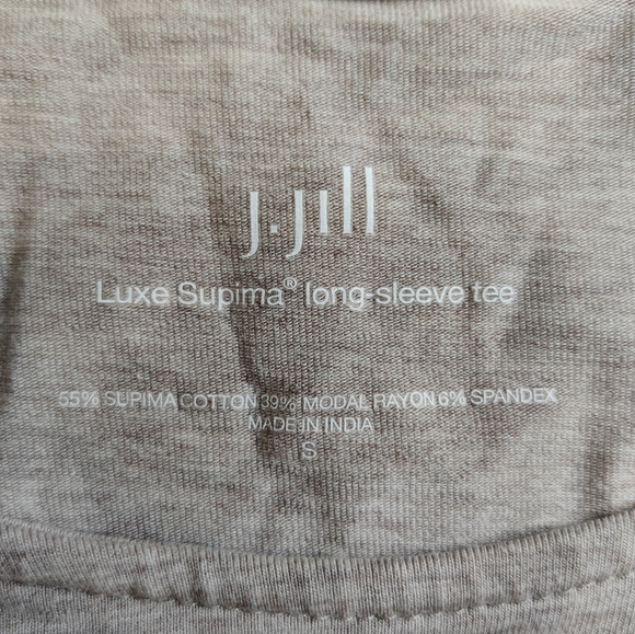 J Jill Tan Luxe Supima Long Sleeve Tee Size Small - Picture 3 of 3